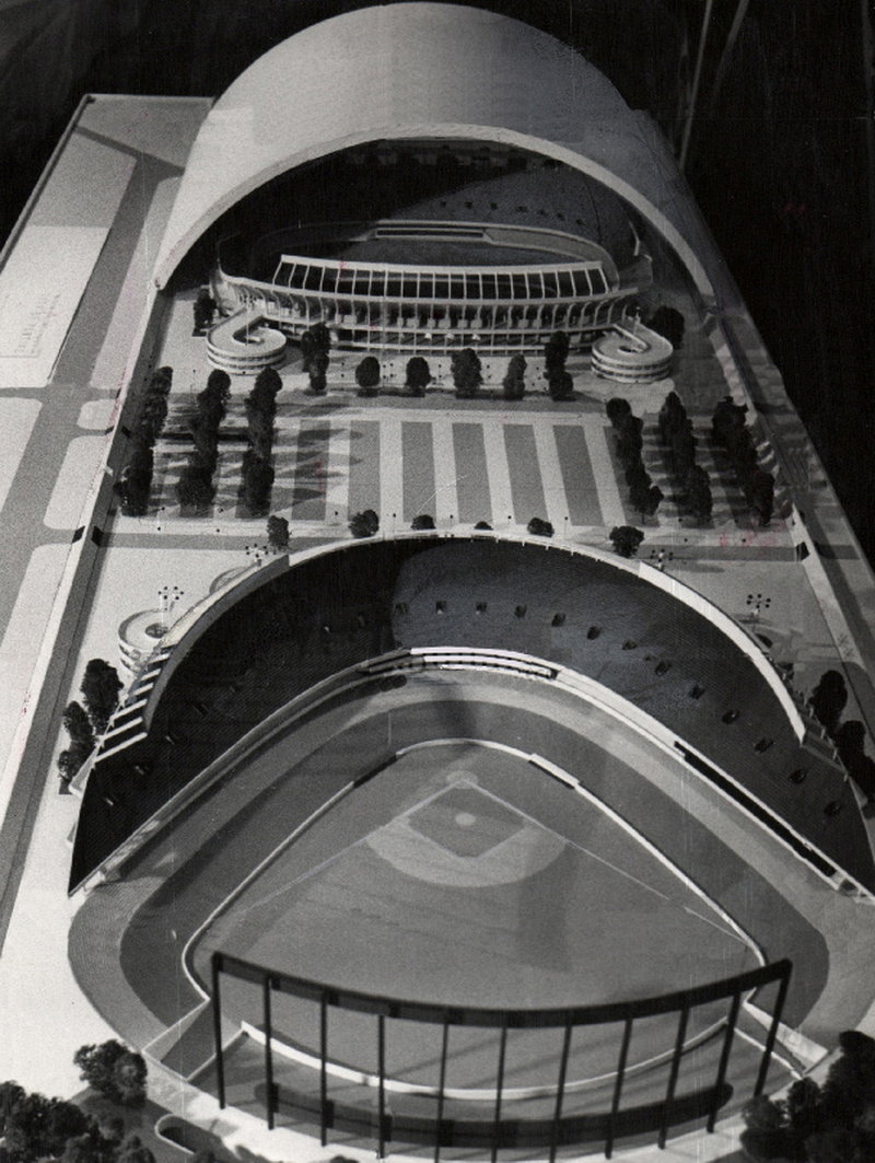 Unbuilt Sports Stadiums - Twin Stadium Pontiac Rendering (newer photo)